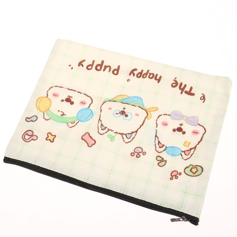 Cute Little Dog Cosmetic Bag Happy Puppy Canvas Makeup Storage Bag Large Capacity Storage Pouch Travel Toiletry Bag