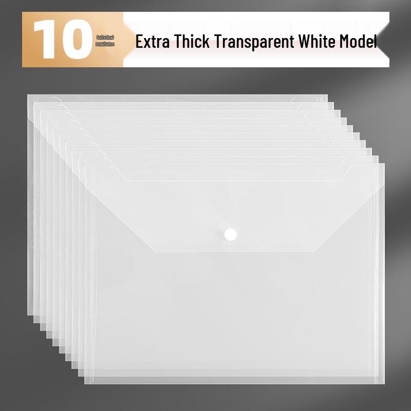 A4 Large Capacity Transparent Plastic Document Bag with Snap Button for Test Paper Storage