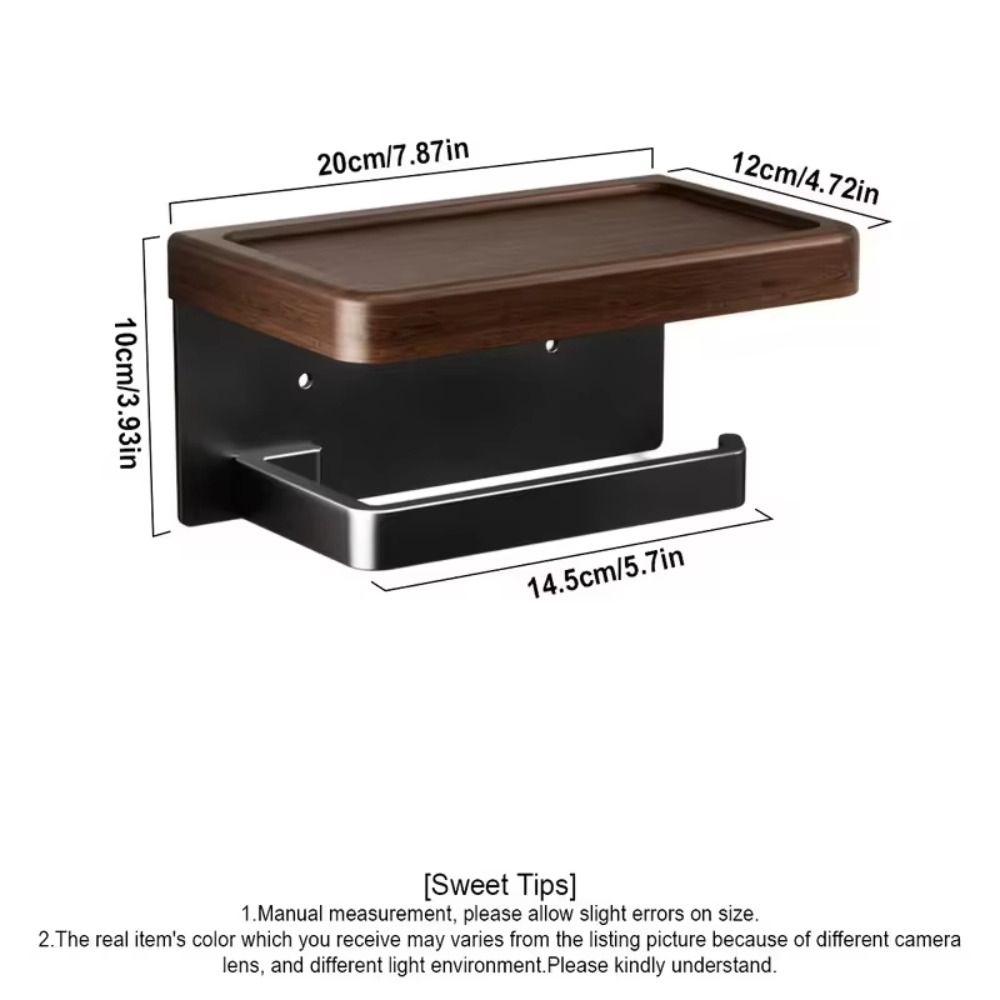 Wood Material Toilet Paper Roll Dispenser with Storage Tray Bathroom Tissue Roll Rack  Home