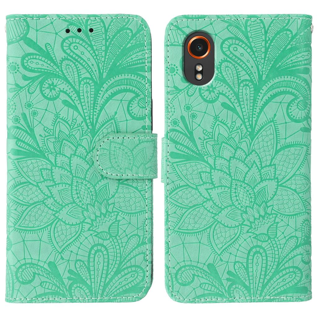 For Samsung Galaxy Xcover7 Case Lace Flowers PU Leather Flip Wallet Phone Cover