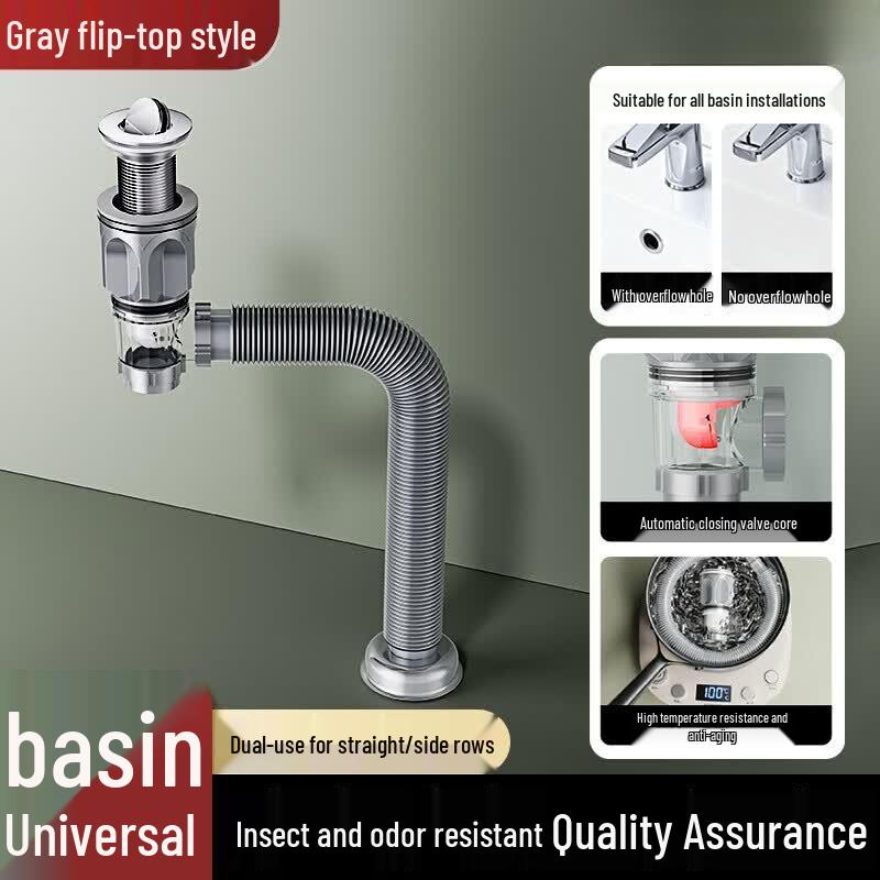 Qiju Fan Washbasin Drainer with Anti-Clog Pipe