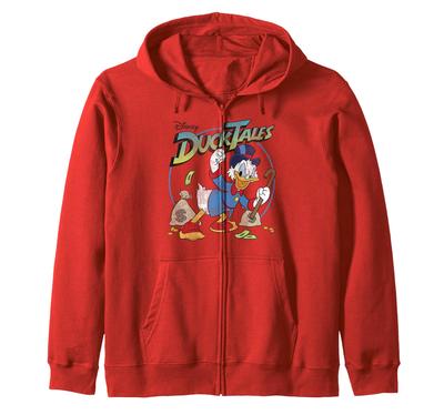 Disney DuckTales Scrooge McDuck Money Bag Logo Zip Hoodie