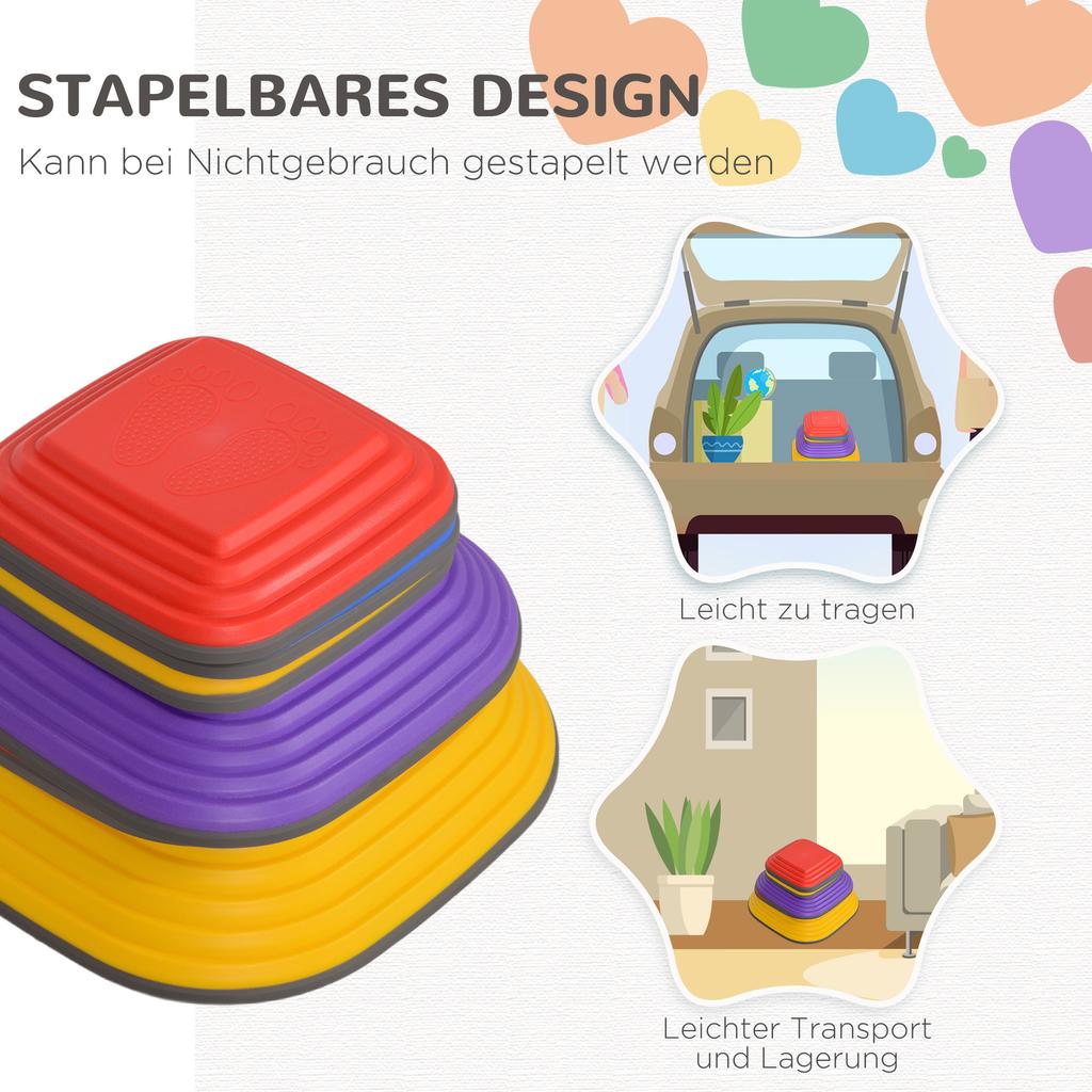 Balance Stepping Stones for Kids, 6-Piece Non-Slip Stackable River Stones, Obstacle Courses for Balance and Motor Skill