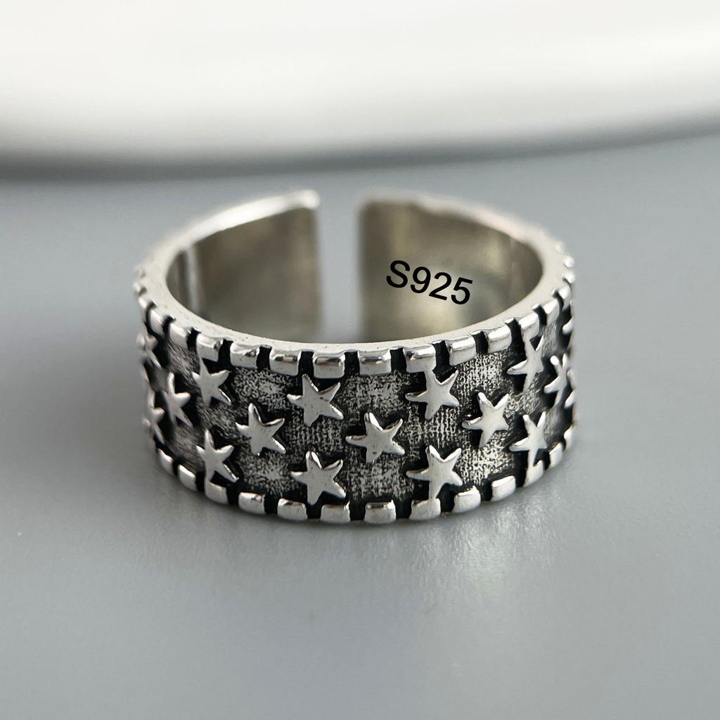 925 Sterling Silver Rings for Women Couple Minimalist Handmade Simple Retro Flower Heart Ring Fine Jewelry Gift Prevent Allergy
