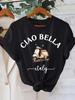 2026 Ciao Bella Women's Crew Neck T-Shirt  Casual Short Sleeve Letter Print Spring Summer Top Tee Italian Lemon t Shirt