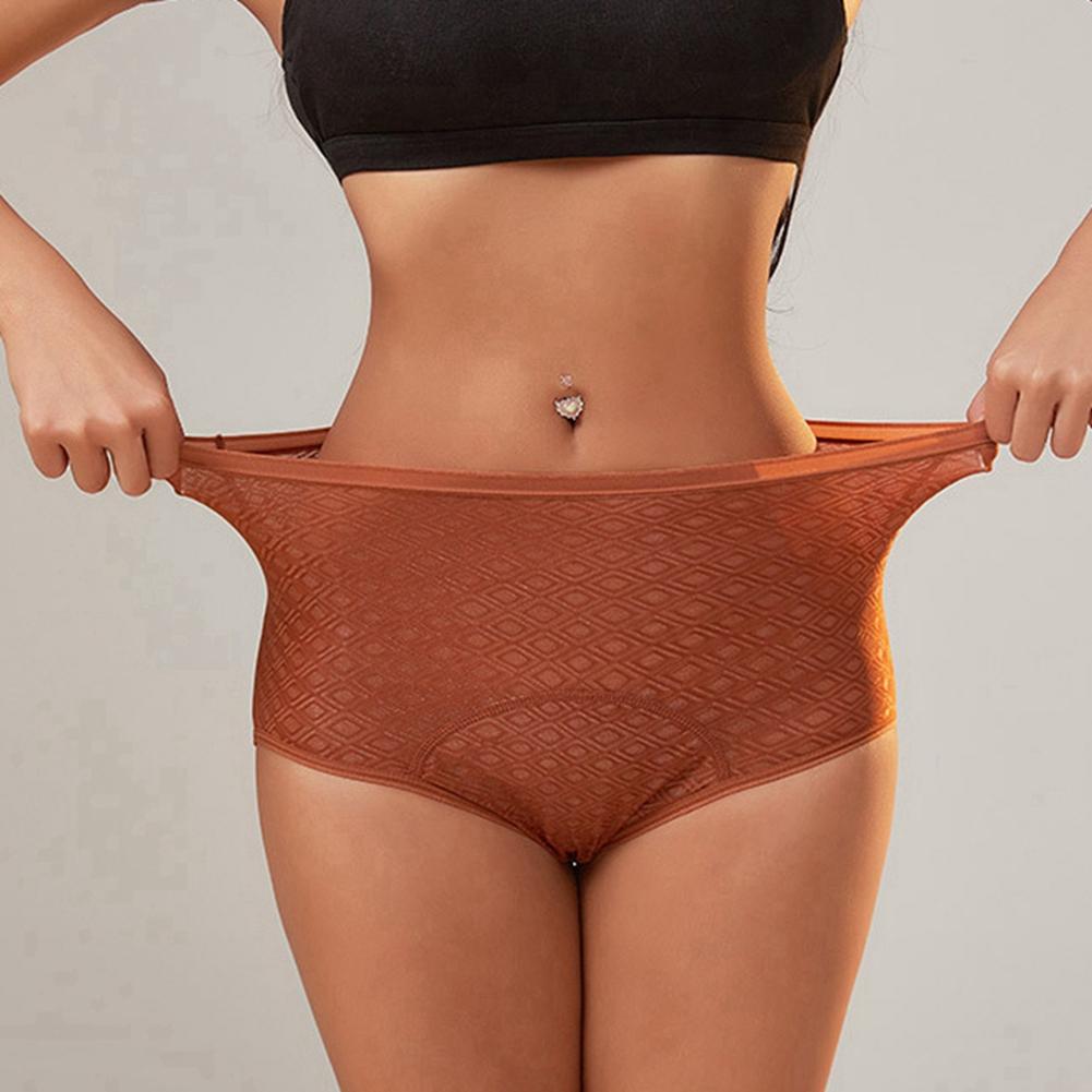 Women's High-Waisted Breathable Period Briefs Elastic Leak-proof Panties