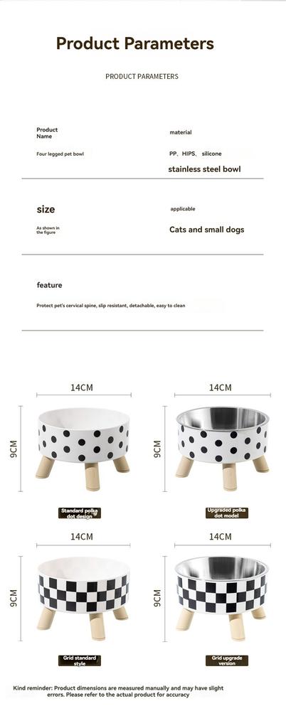 1pc pet bowl dog stainless steel high foot wave point rice bowl anti knock cat bowl large capacity cat and dog food utensils