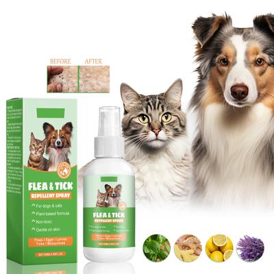 Fleas & Ticks Spray Deodorant Spray Pet Insect Spray Pet Health Mites, Fleas, Cats & Dogs,50ML