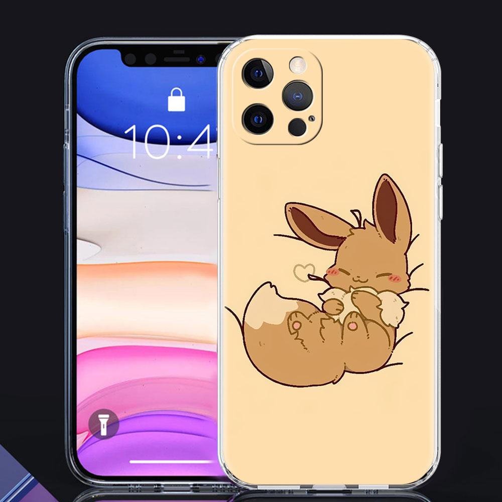 Clear Cover For Apple iPhone 13 11 14 Pro Max 12 Mini Soft Phone Case XR SE 2020 7 8 Plus X XS 6S Shell Pokemon Cute Eevee Lunda
