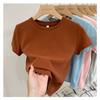 American Summer T-shirt Women's Shoulder Short Sleeves Summer Thin Round Neck Short Cotton Slim Fit Sweet and Spicy Tight Top
