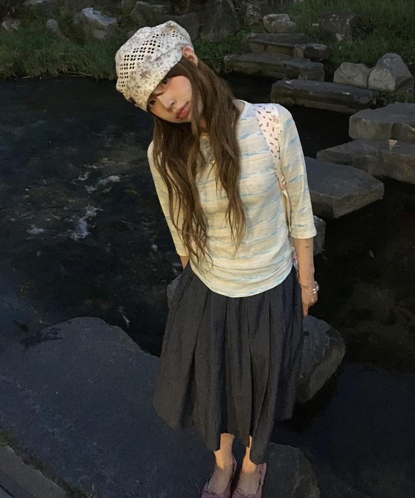 Kiibi Floral Button Beanie Ivory