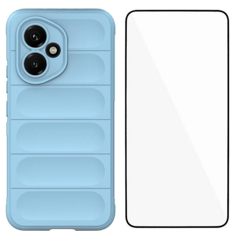 Für Honor 400 5G (Global) TPU Hülle WANLONFENG HD Serie Rutschfeste Handyhülle mit gehärtetem Glas