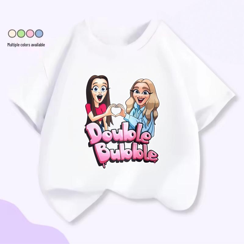 Unisex Kids Summer T-Shirt: Heart-Shaped Cartoon Print & Fun Slogan
