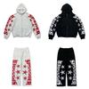 Mens Cotton Hooded Sweater Straight-leg Jogger Pants Set Casual Streetwear Outfit Lightweight