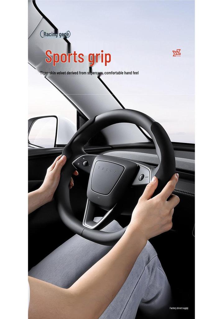 YZ Refresh Version Steering Wheel Cover for Tesla Model 3/Y - Winter White Decoration