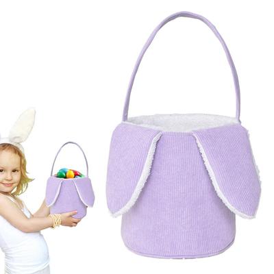 Plush Bunny Basket For Easter Bunny Plush Egg Hunt Basket Bags Cute Decorations Candy Storage With Rabbit Ears For Eggs Hunting