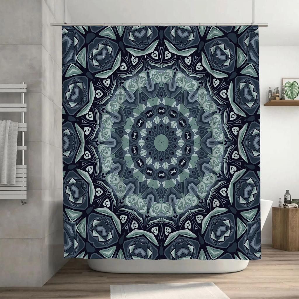 Mandala Shower Curtain Blue Green Grey Decorative Waterproof Fabric Bathroom Shower Panels Home Textiles Printing Shower Curtain