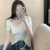 T Shirt Women Summer Oversize V Neck Casual Top With Embroidery For Daily Wear