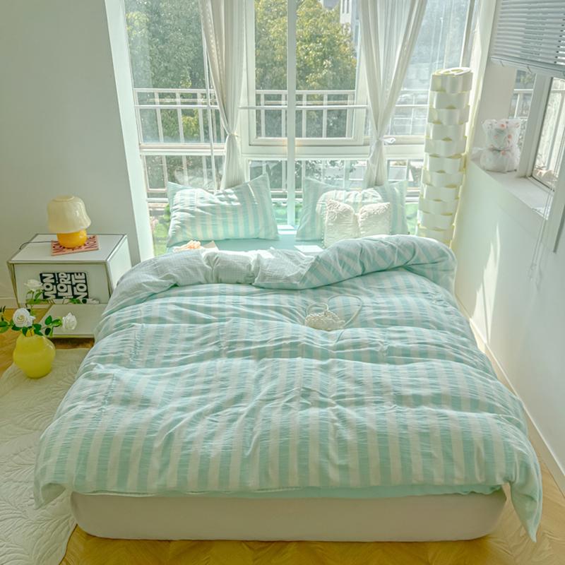 Nordic Bedding Set Ins Popular Striped Duvet Cover Set Bed Sheets Set Single Twin Full Queen Size Skin-Friendly Soft Bedding