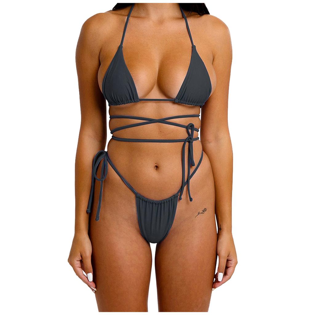 Women Multiway Strappy Lingerie Set Triangle Top and Adjustable Bottoms Without Padding for Versatile Styling and Fit