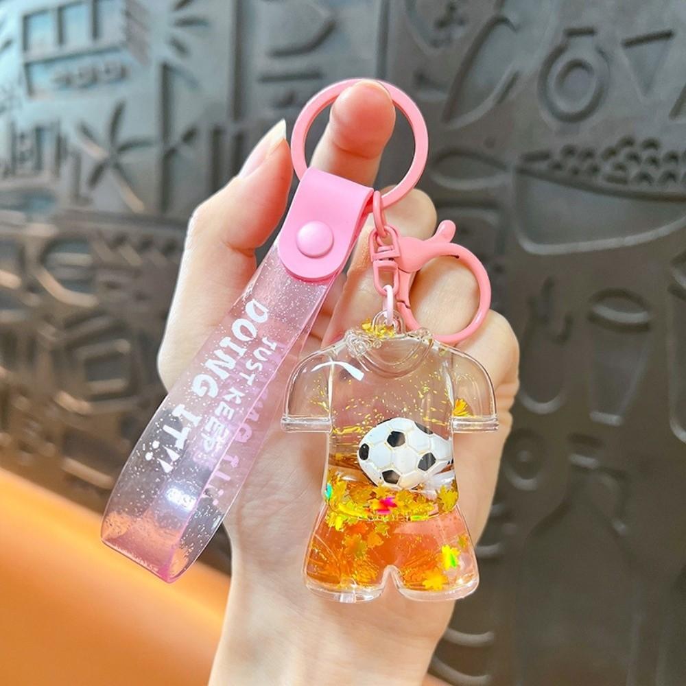Candy Color Football Jersey Quicksand Bottle Transparent Quicksand Bottle Small Ornament  Bag Charm розовый