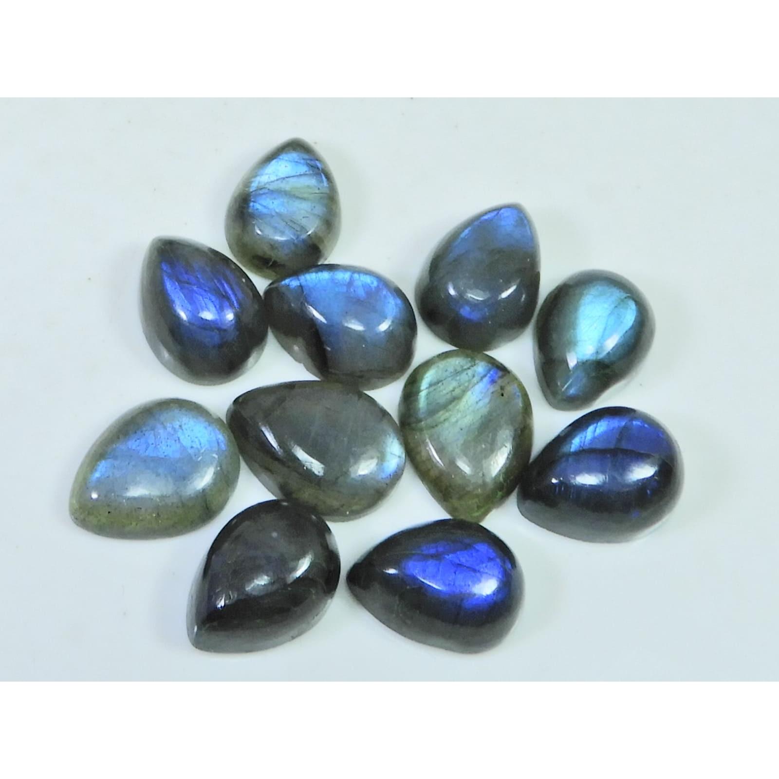 10X13MM Natural Labradorite Blue Fire Pear Cabochon Loose Gemstone 11Pcs Lot C-1112