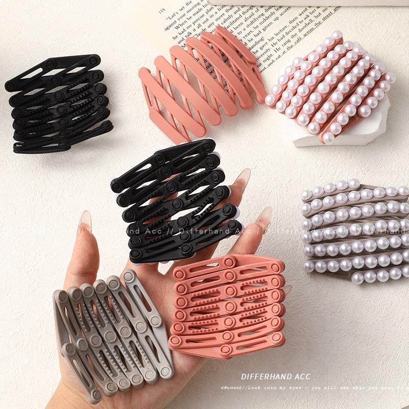 2024 Pearl Retractable Folding Headband: New Hair Accessory for Women, Combats Frizzy Hair, Ideal for Washing Face