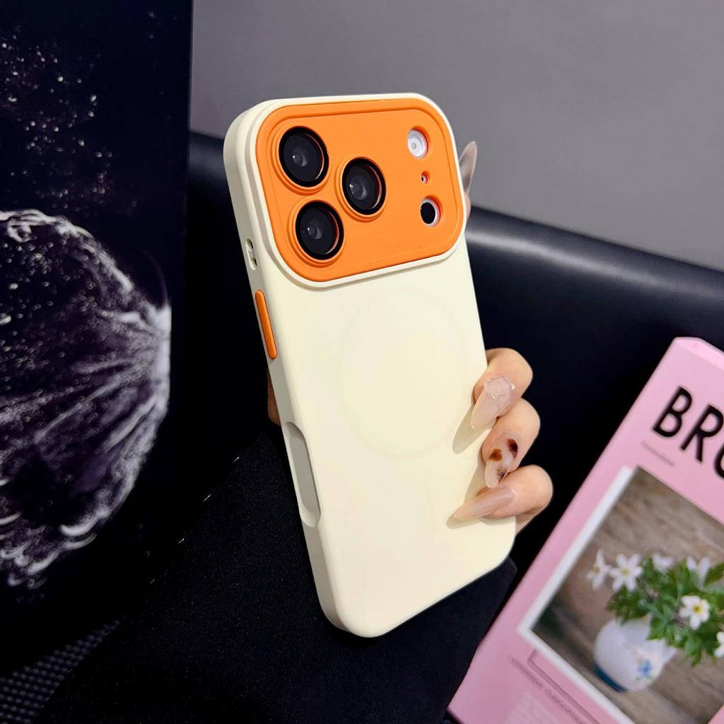 Color Block Instant Lens Case for iPhone 16 Pro Max & Apple 17, Liquid Silicone Matte for iPhone 14/15