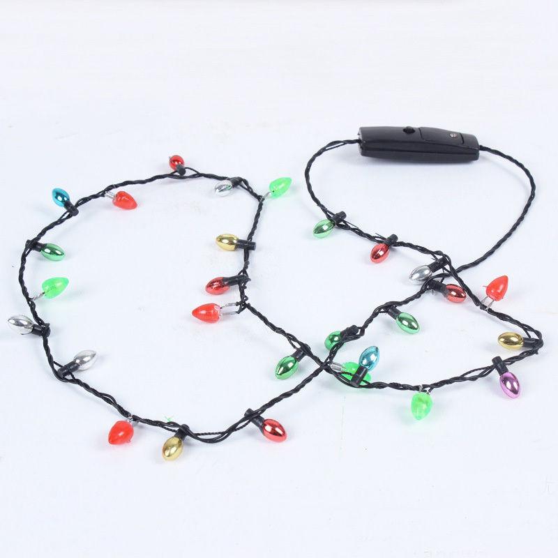 

1 Pcs Mini Flashing Light-up Blinking New Year Lights Costume Necklace 8 Led Bulbs Halloween Costume Wedding Party Decoration