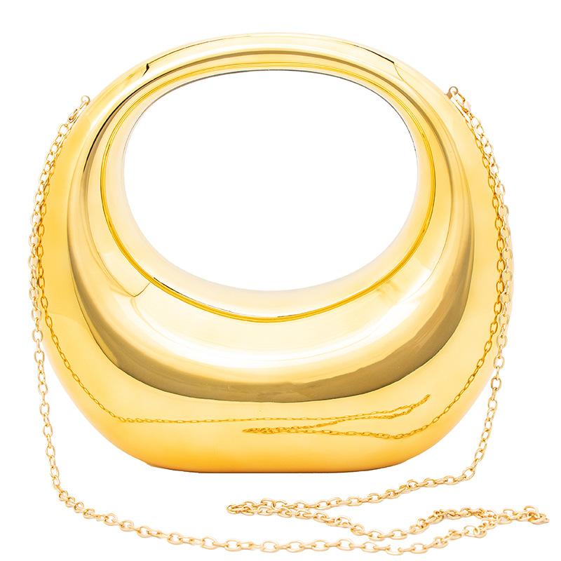 

Акриловая сумка интернет-знаменитости 2025 новая европейская и американская модная глянцевая дизайнерская сумка-мессенджер ins для женщин в форме пельменя золотой