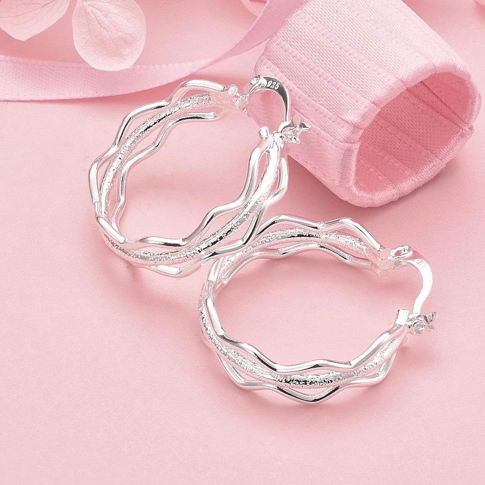 Silver Plated 41mm Smooth Circle Big Hoop Earrings For Women Fashion Party Wedding Accessories Jewelry Christmas Gifts