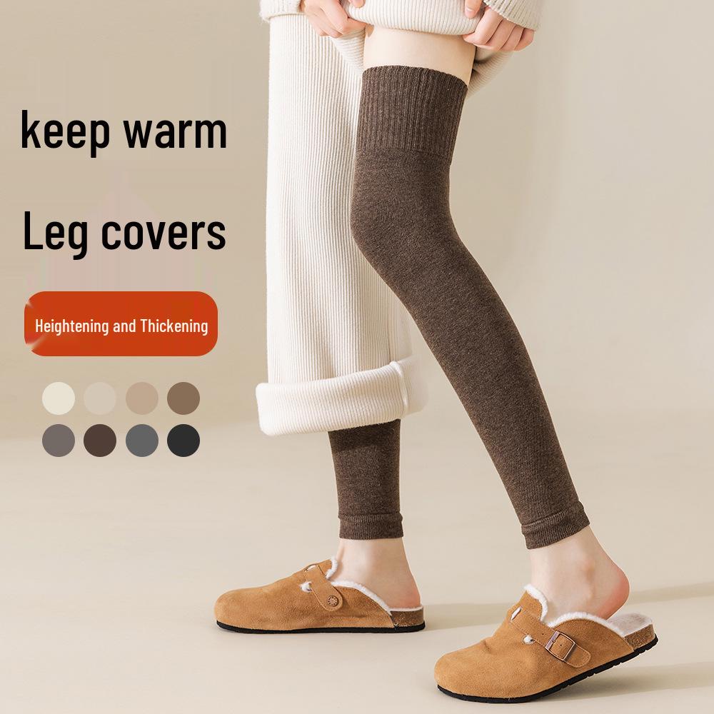 Women's Antibacterial Over-the-Knee Leg Warmer Socks: Thick, Anti-Slip, Cotton Knee Pads - Black for Autumn/Winter.