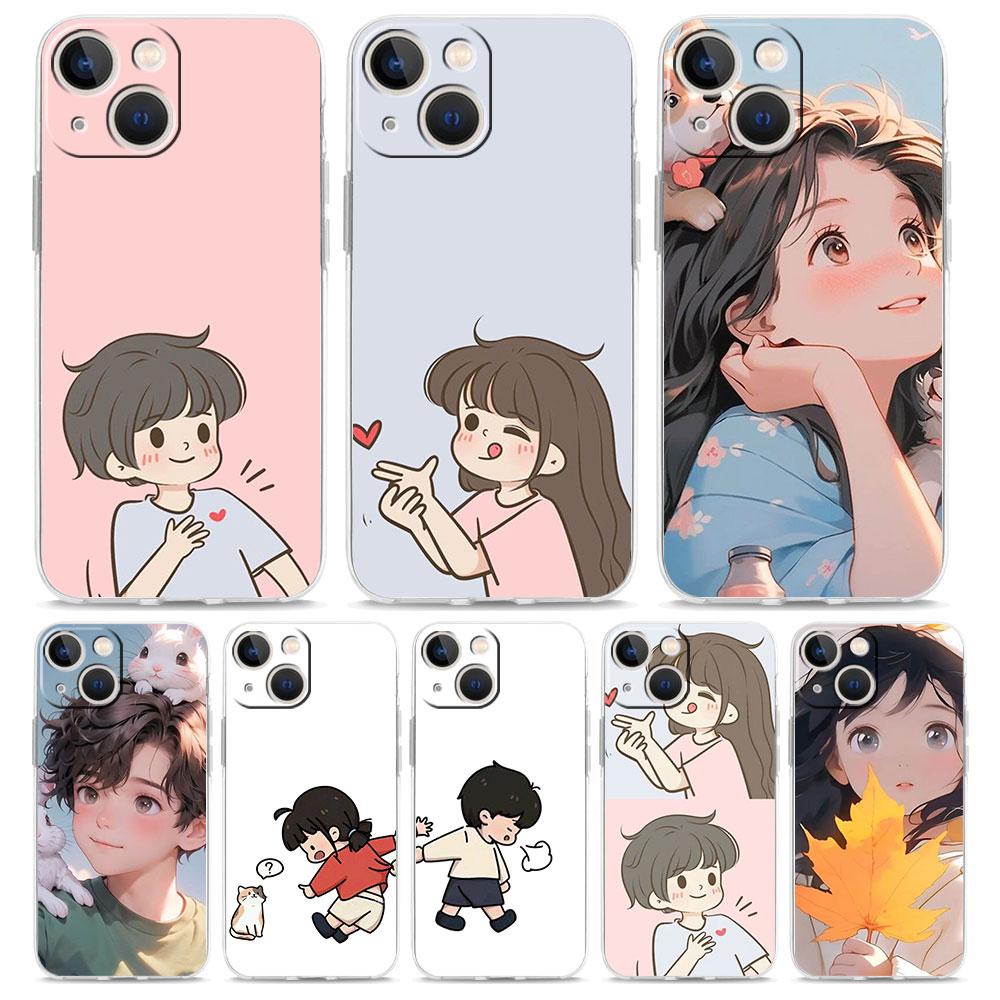 Phone Case For iPhone 17 Cases iPhone Air 16 15 12 13 14 Pro Max 7 8 Plus 16Pro iPhone11 Soft Cover Cute Boy Girl Couple