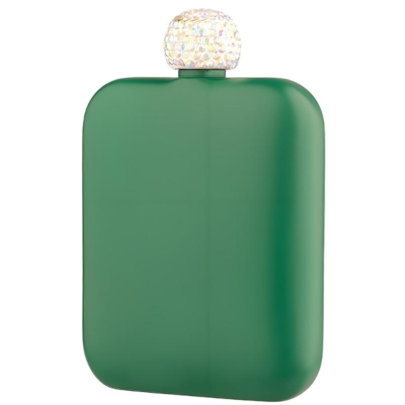 Classical Stainless Steel Square Drinking Flask With Leak Proof Rhinestones Lid Small Liquor Bottle Hip Flask For Parties And Outdoor Activity