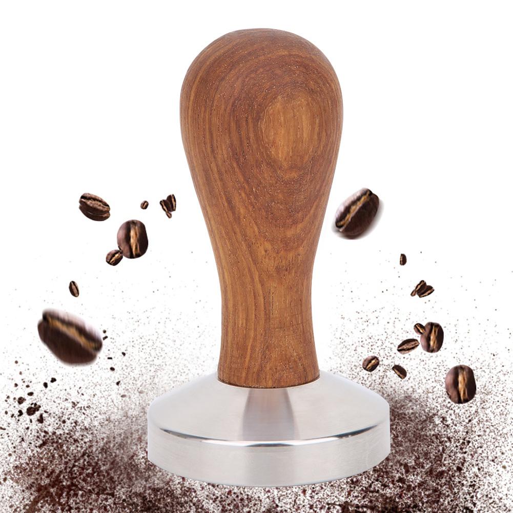 58mm Stainless Steel Coffee Tamper Wooden Handle Powder Pressing Tool Coffee Shop SuppliesThread Bottom