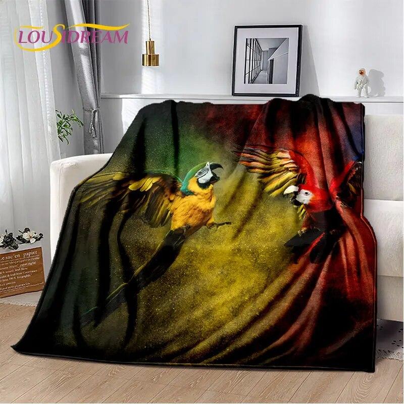 Macaws Colorful Birds Parrot Soft Plush Blanket,Flannel Blanket Throw Blanket for Living Room Bedroom Bed Sofa Picnic Cover Kids