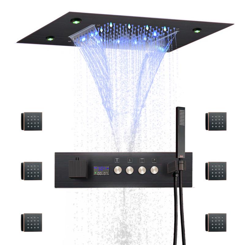 Wall-Mounted Thermostatic LED Shower Set with Digital Display and All-Copper Fixtures