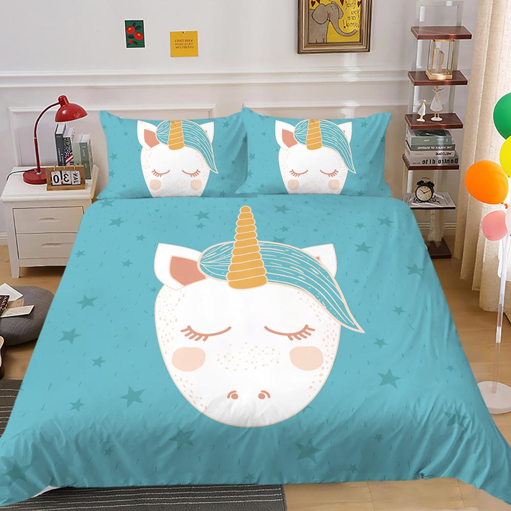 Bedding Set 3D Unicorn Print Bed Cover Home Bedclothes Bedroom Decor Hot Sale Pillowcase Polyester Bedclothes