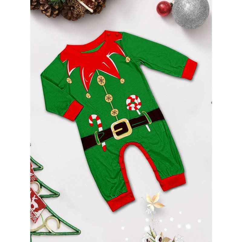 Pijama Conjunto Elfo de Natal Família Combinando Crianças Roupa de Dormir de Natal Roupas Moda