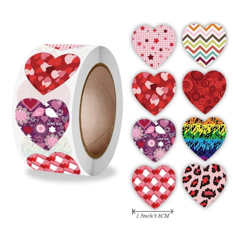 500pcs Heart Shape Valentine's Day Stickers Birthday Party Seal Labels Good Cute Stickers Box Tag