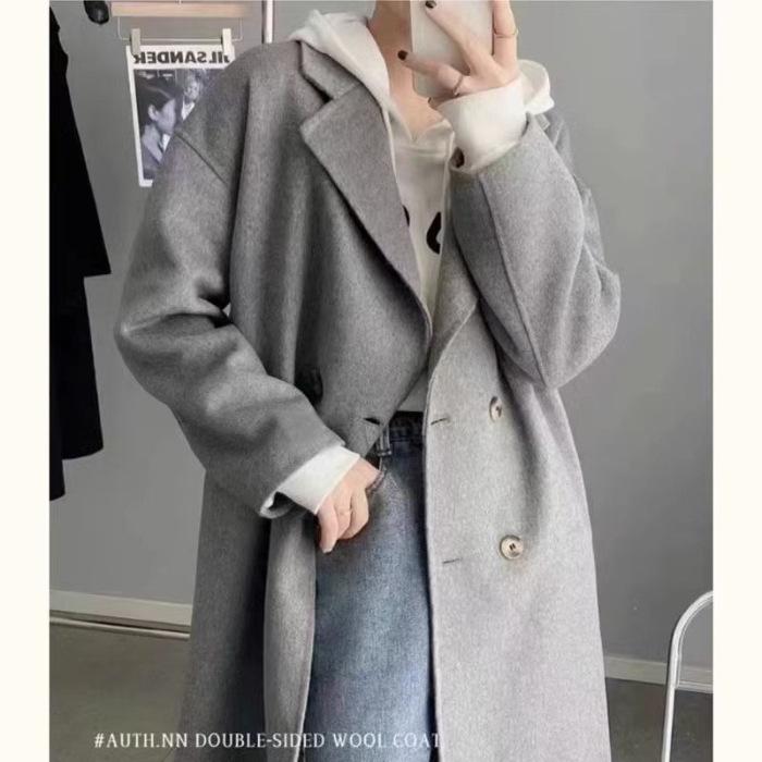 Korean Style Women's Mid-Length Wool Coat: 2024 Autumn/Winter Slimming Fashion