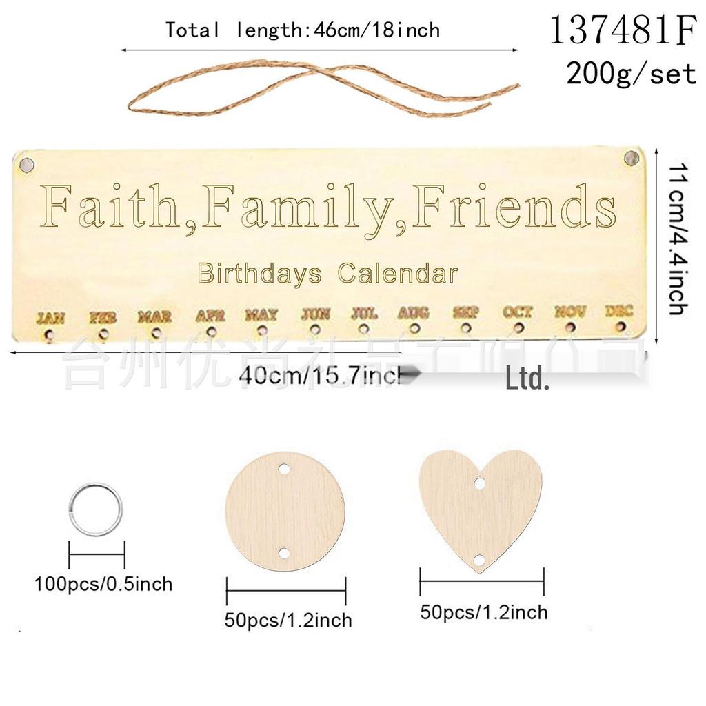 Drewniany Kalendarz Świąteczny i Urodzinowy Zawieszki