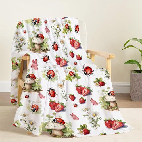 Strawberry Blanket Soft And Comfortable Flannel Plush Portable Sofa Nap Blanket