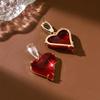 OZON Light Luxury Geometric Heart Crystal Earrings for Women