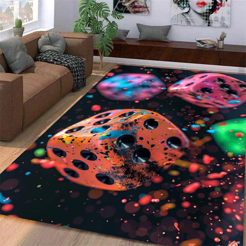 1pc, creative colorful dice pattern printed area rug, non-slip rug for living room/bedroom/laundry room/playroom, machine washab