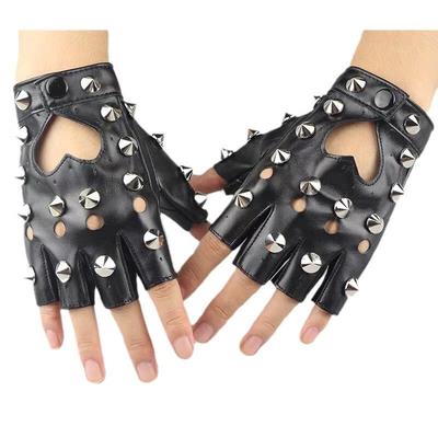 Rivet Half-Finger Leather Gloves