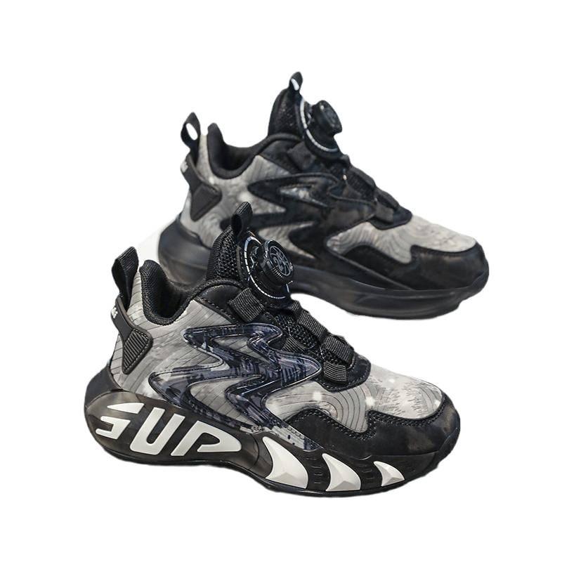Children's basketball shoes boys' shoes 2025 spring new non-slip sports shoes black middle-aged and older boys' running shoes
