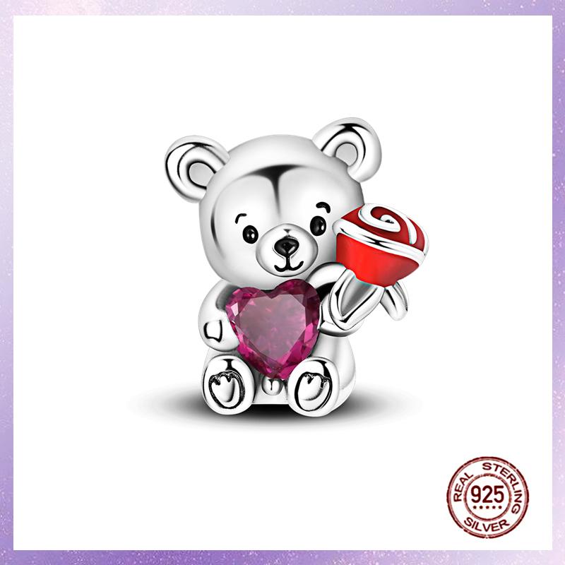 Purple Charms Copper Fit Original Pendant Bracelet Butterfly Glass Heart Feather Clip Charm Dangle Luminous Bead Diy Jewelry