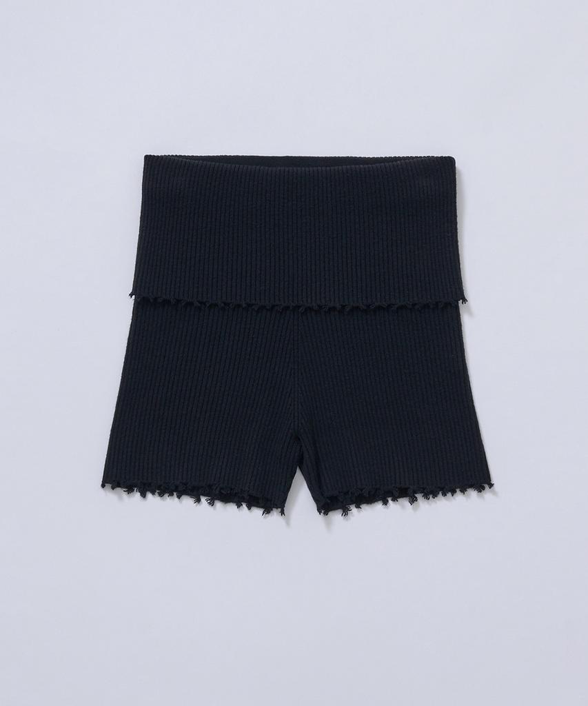 Jolliangbol Wholegarment Folded Ribbed Knit Shorts (Black)