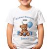 Individuelles Teddybär-T-Shirt zum 1. Geburtstag 100% Baumwolle Herren-T-Shirts Oberteil Namen hinzufügen Ihr Geburtstagsdesign #TA-195